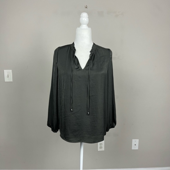 41 HAWTHORN LONG SLEEVE SILKY BLOUSE V-NECK SIZE SMALL CHARCOAL GREY - Picture 9 of 15